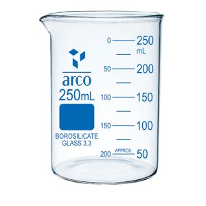 Bécher bas avec bec verseur 250 ml en verre borosilicaté