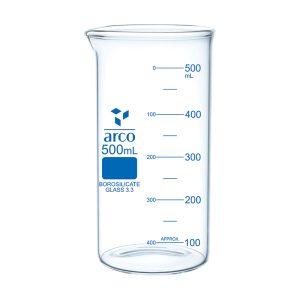 Bécher haut 500 ml en verre borosilicaté avec bec verseur