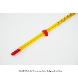 Thermomètre à alcool fond jaune rempli rouge – lecture facile